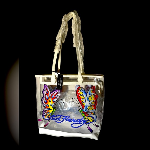 Ed Hardy Handbags - New with tags at Hardy butterfly clear tote bag  MSRP$159